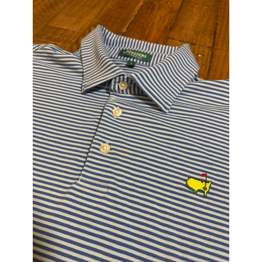 Masters Classics Mens Blue White Striped Pima Cotton Golf Polo Shirt L MCJ2220